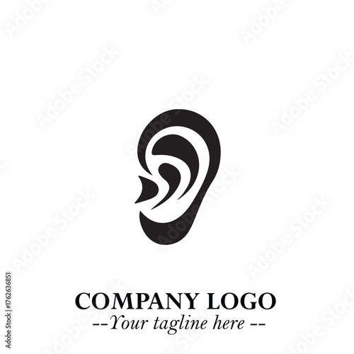 Modern Ear Logo Symbol with Minimalist Line Art Style and Elegant Professional Design
