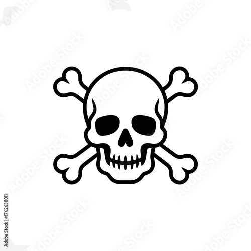 Skull and Crossbones Icon on White Background for Warning Symbol