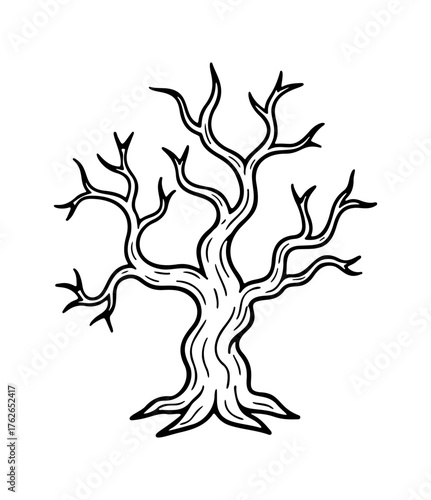 Tree without leaves icon doodle hand drawn. Outline line drawing clipart symbol. Vector illustration