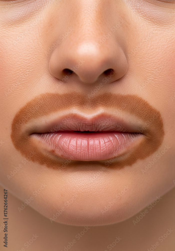 Naklejka premium Melasma Hyperpigmentation on Upper Lip and Cheeks