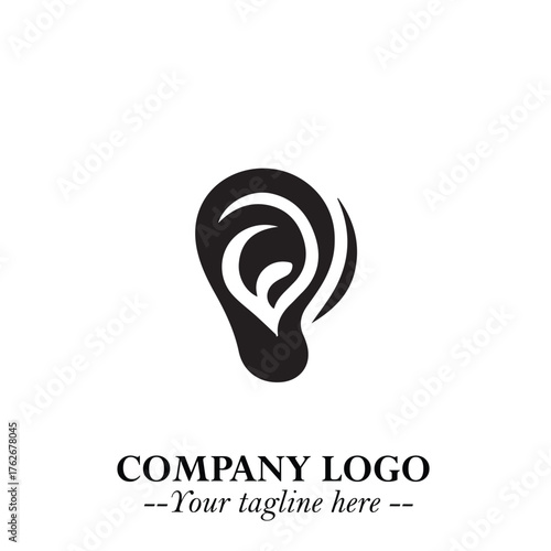 Modern Ear Logo Symbol with Minimalist Line Art Style and Elegant Professional Design
