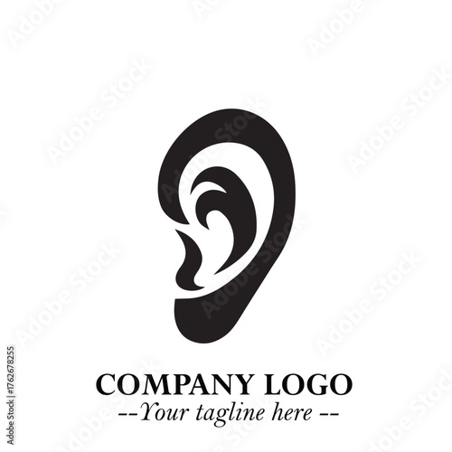 Modern Ear Logo Symbol with Minimalist Line Art Style and Elegant Professional Design
