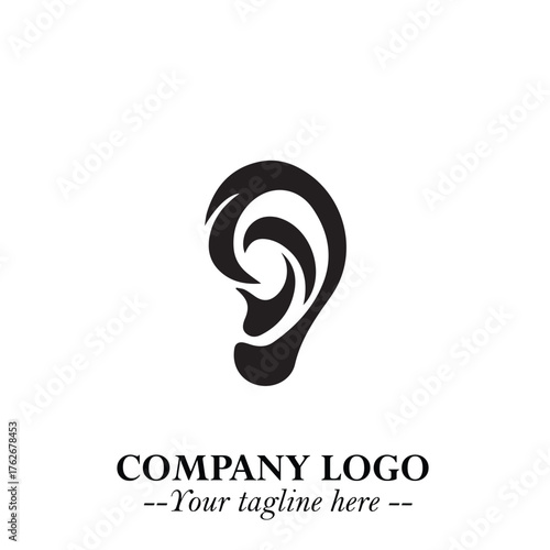 Modern Ear Logo Symbol with Minimalist Line Art Style and Elegant Professional Design
