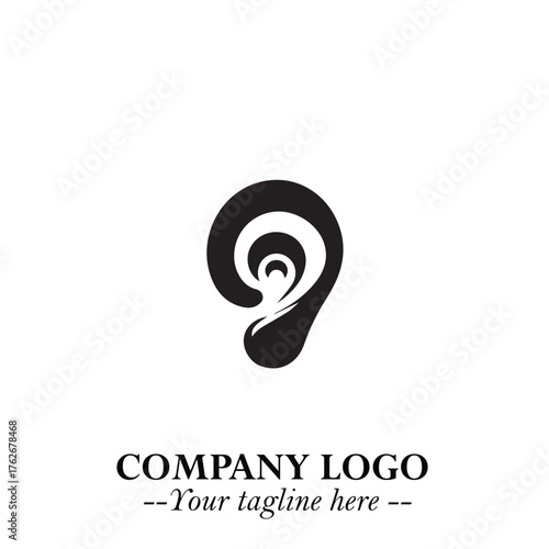 Modern Ear Logo Symbol with Minimalist Line Art Style and Elegant Professional Design
