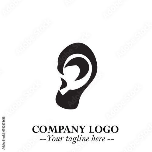 Modern Ear Logo Symbol with Minimalist Line Art Style and Elegant Professional Design
