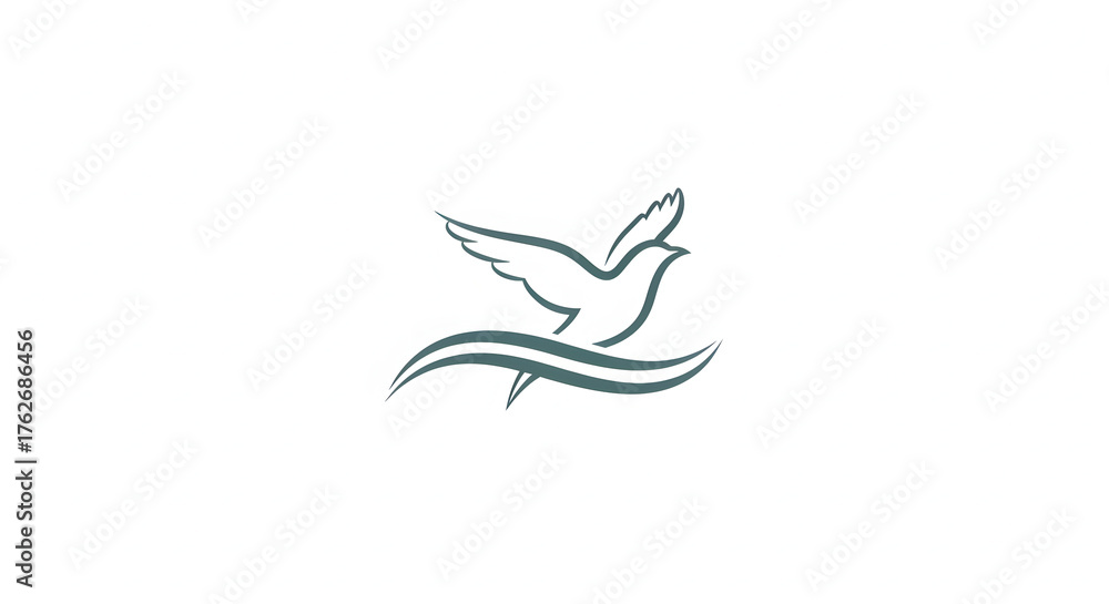 Obraz premium Elegant Dove Soaring Over Water A Symbol of Peace, Hope, and Freedom, Representing Tranquility