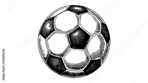 a soccer ball featuring pentagonal and hexagonal panels, symbolizing sport, teamwork, and athletic energy.