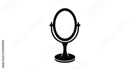 Simple black vanity mirror design with a classic oval shape silhouette