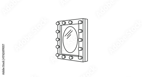 Simple line drawing of a vanity mirror with lights silhouette