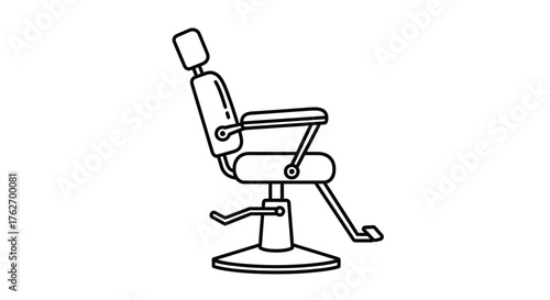 Simple line drawing of a barber chair in black and white silhouette
