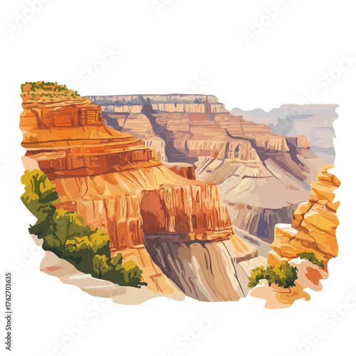 Grand Canyon National Park. Grand Canyon National Park hand drawn watercolor illustration