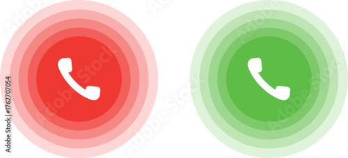 Red and green phone icons for call answer or decline