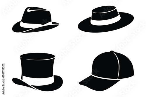 Headwear Icons Vector Illustration Set Fashion Accessory Collection