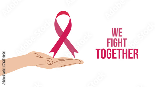 Breast Cancer Awareness Month. Pink ribbon symbol. Design postcard, banner, poster, and social media post. Vector illustration.