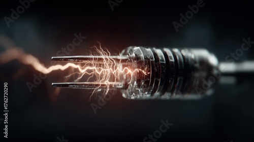 Electrical discharge between two metal prongs.