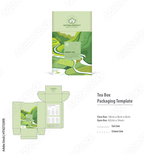 Professional vector design template for eye catching tea packaging boxes featuring modern typography and vibrant color options