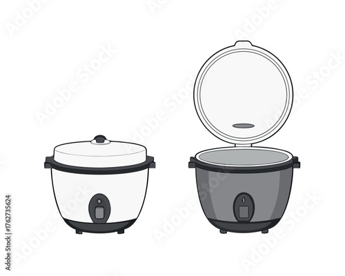 Isolated metal pressure cooker with a stainless steel lid and handle, resembling an illustration of a drum