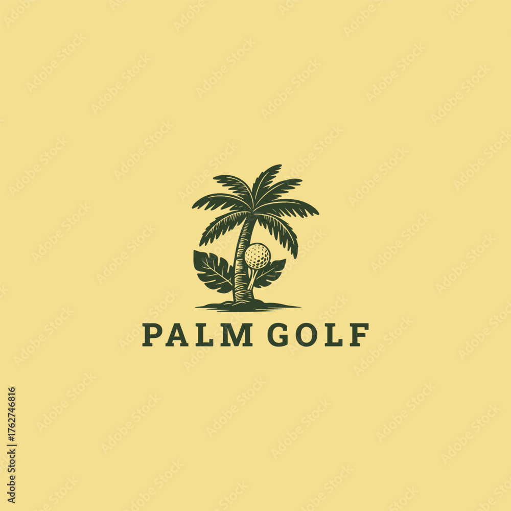 Obraz premium Palm golf logo vector icon illustration