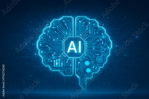 Artificial Intelligence Brain Made of Glowing Circuits – Futuristic Neural Network Concept