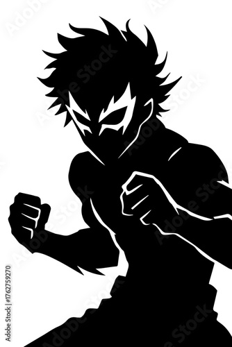 Vector cartoon drawing of an angry business man with a tattoo and a child character's face