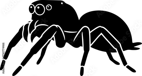 Minimalist Silhouette Jumping Spider Arachnid Shape Simple Graphic Element