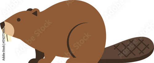 Simple Flat Style Brown Beaver Animal Wildlife Illustration Graphic Element