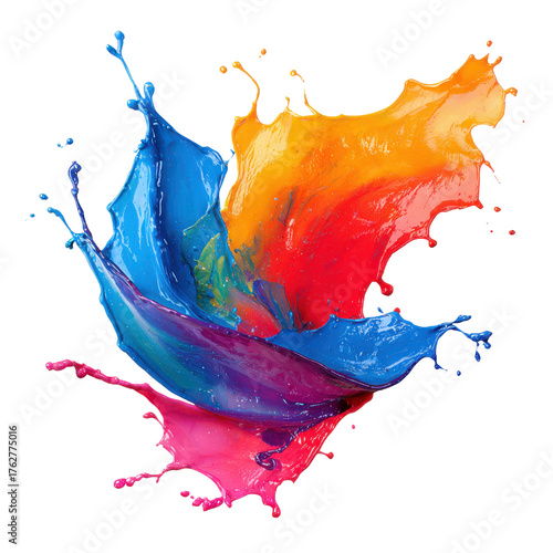 Dynamic swirling splashes of vibrant blue purple and pink paint in motion paint splash color splash