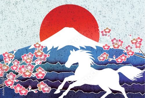 午　年賀状　干支　背景