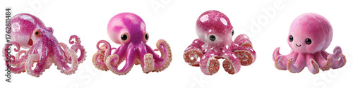 Adorable collection of whimsical pink octopus figurines, perfect for adding a touch of playful charm and ocean-inspired creativity to your next project, ideal for children's designs