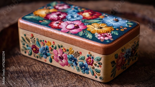 wooden box with jewelry