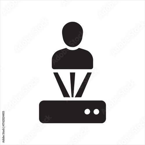 business man with projector show silhouette vector art icon illustration on white background