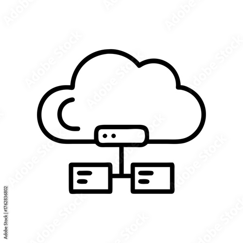 Illustration of cloud computing with connected data storage units
