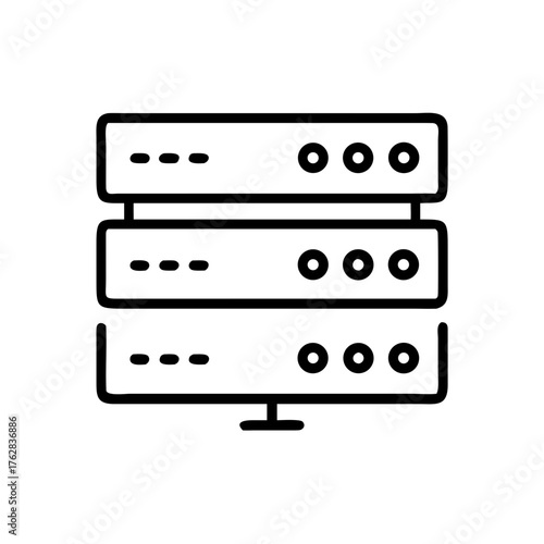 Server rack icon in a modern design. This image shows the structure of a server