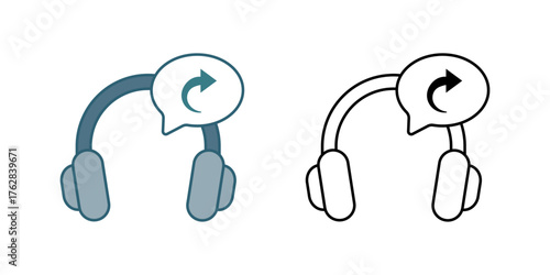 Headset ai prompt icon featuring headphones with a glowing reply symbol. Perfect for ai voice chat, virtual assistant technology, and smart audio device themes.