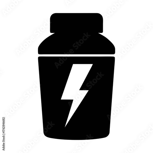 Protein powder supplement container vector illustration for fitness nutrition and energy boost