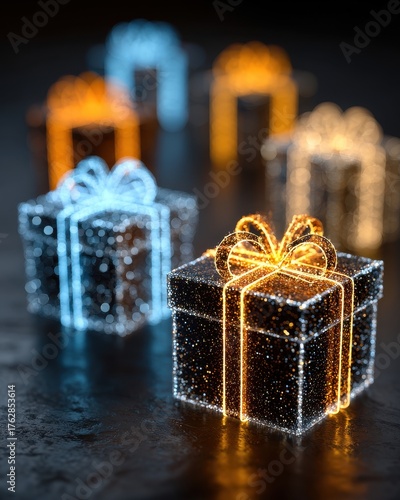 Sparkling Gift Boxes with Light Effects for Festive Celebrations