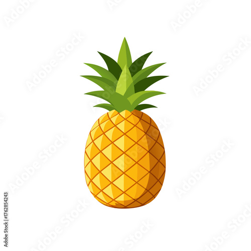 Tropical Delight: A vibrant pineapple stands tall, its spiky green crown contrasting with its golden, textured skin, a symbol of exotic freshness and tropical sweetness.