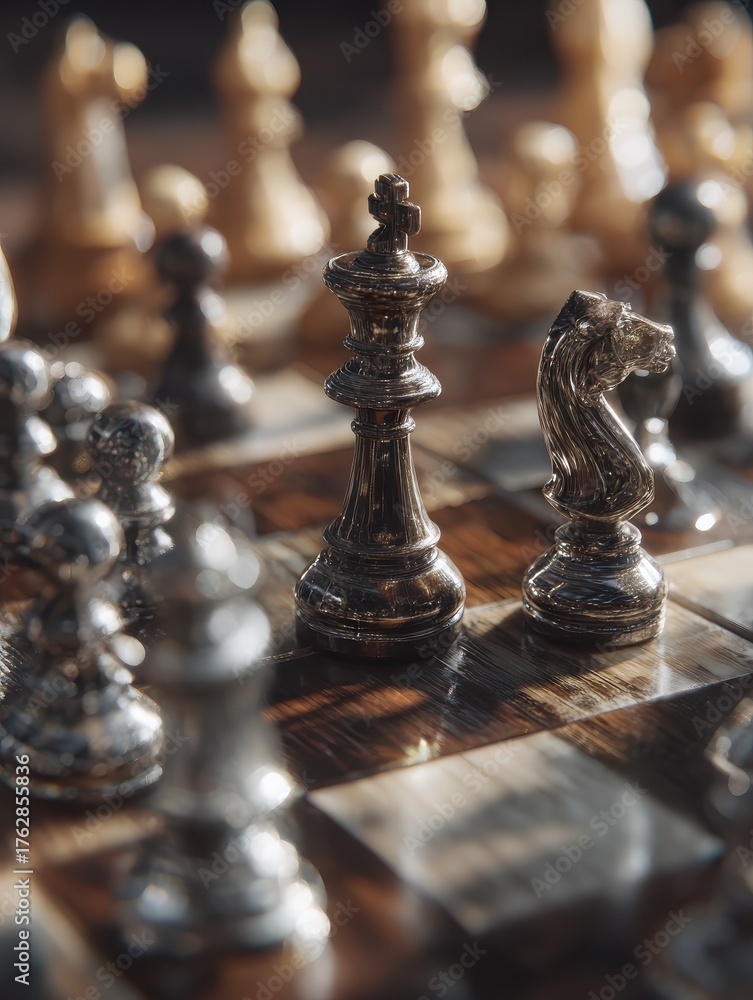 Fototapeta premium a strategic chess game in progress careful planning and task execution generative ai