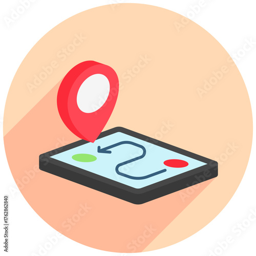 Pin Location Mini Illustration Rounded Isometric Icon. Use For Modern Concept, Print, Ui, Ux Kit, Web And App Development. Vector Related To Market, Business, Finace