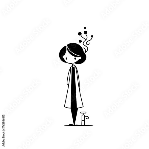 Scientist. Scientist simple black and white line art vector logo