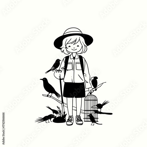 Zookeeper. Zookeeper simple black and white line art vector logo