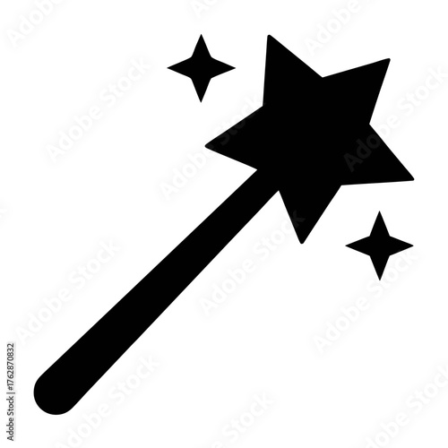 Magic wand vector illustration with stars for graphic design projects and magical themes use case