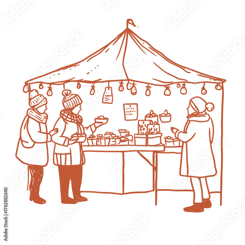 simple flat design illustration of winter arts and crafts fairs