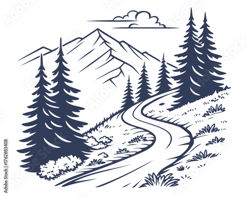 Winding road through a mountain landscape