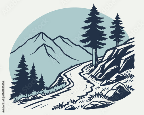 Scenic mountain landscape with a winding road