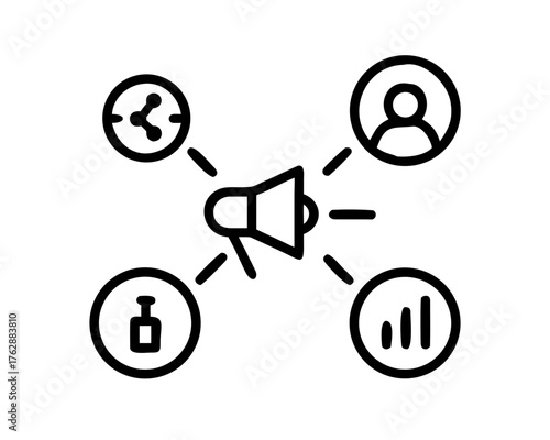 Marketing strategy with megaphone and related icons