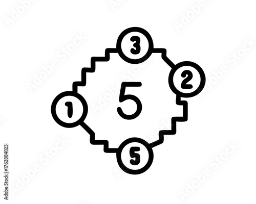 Five points diagram representing the number five