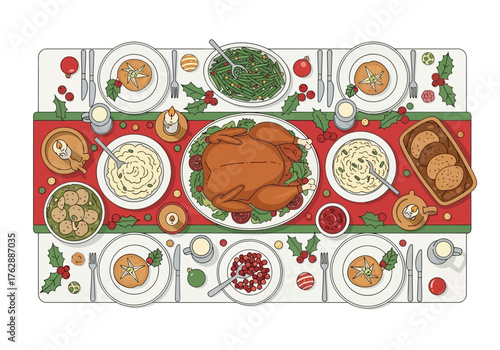 A festive holiday feast laid out on a table ready for gathering