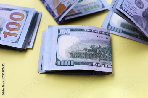 U.S. one hundred dollar banknotes.