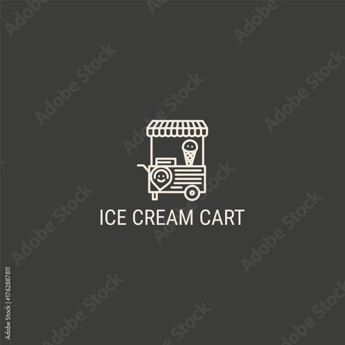 Ice cream cart logo template vector illustration design